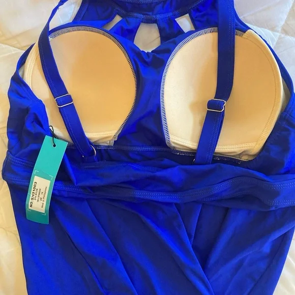 Women's Blue Halter Swim Top - Picture 5 of 6